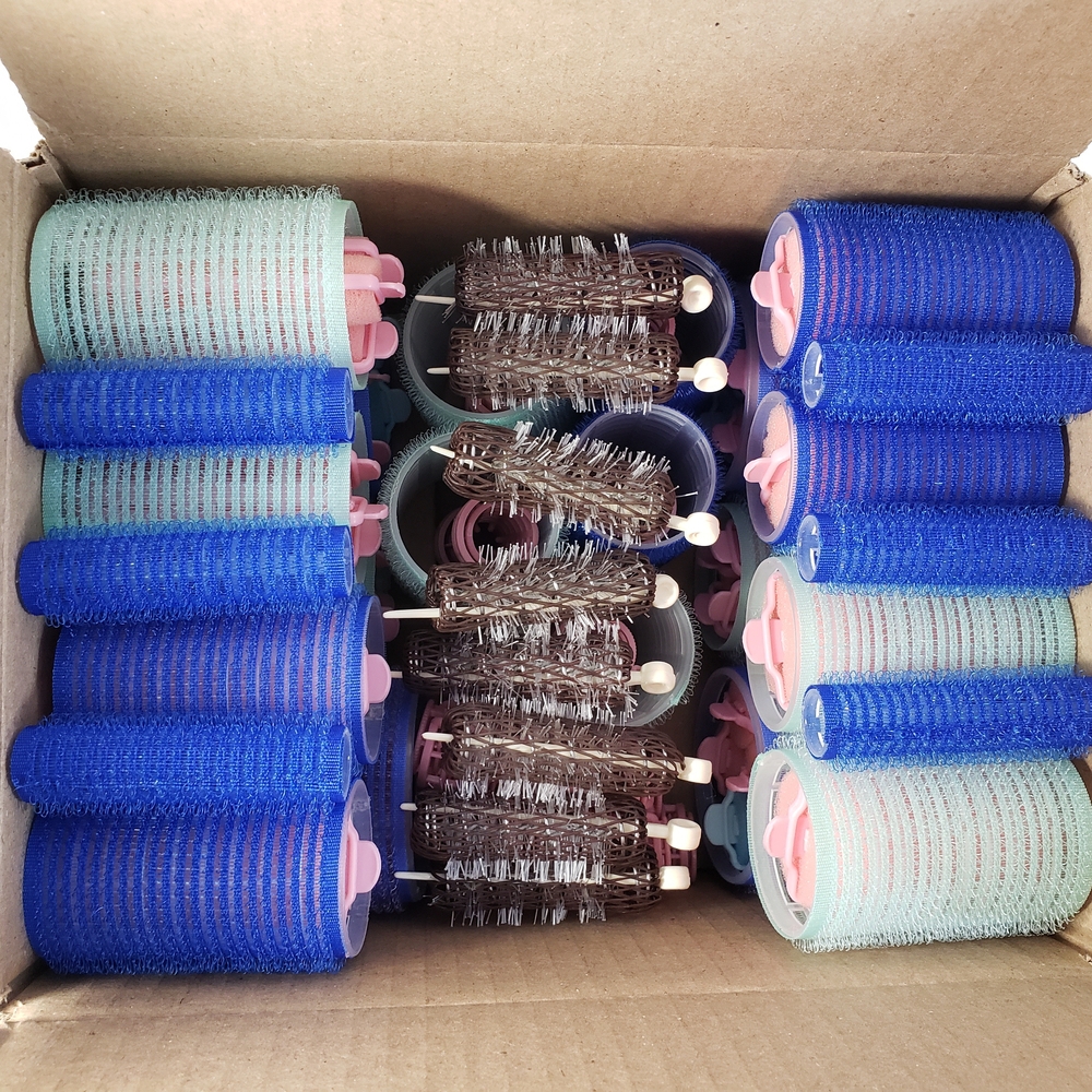 Assorted 80+ Hair Rollers Set in Blue and Pink, Brown